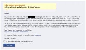 Violation de droits d'auteur, Facebook