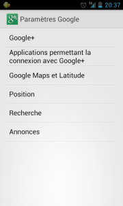 "Paramètres Google"