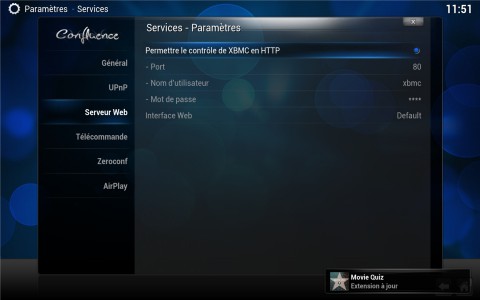 Comment activer le serveur HTTP de XBMC ?